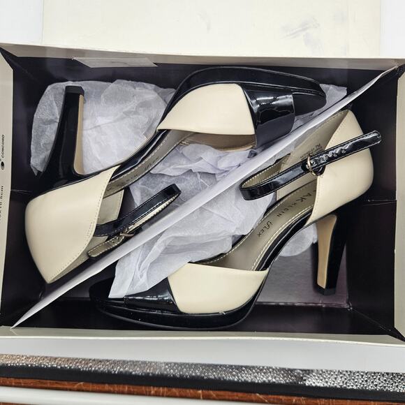 Anne Klein Shoes Womens Size 7 White Black AK7Emsley Ankle Strap Dress Heels - Picture 9 of 13